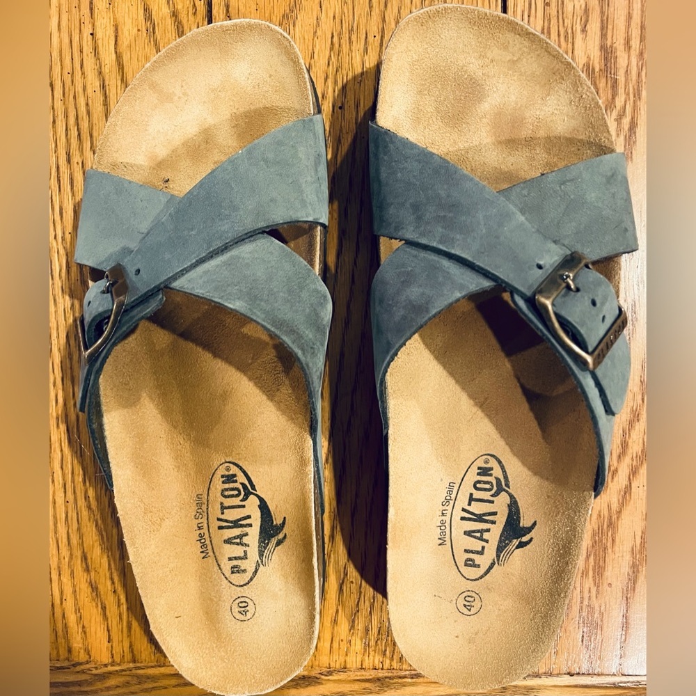 EUC Plakton women’s sandal, grey leather, size 40, adjustable